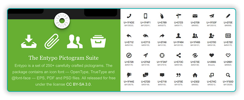 Entypo Pictogram Suite font preview