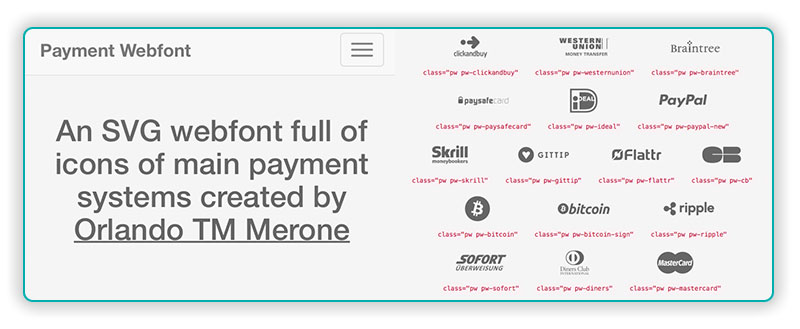 Payment Webfont font preview
