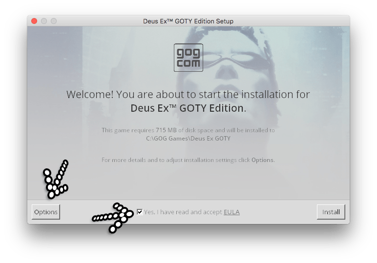 Install GOG Choose EULA option