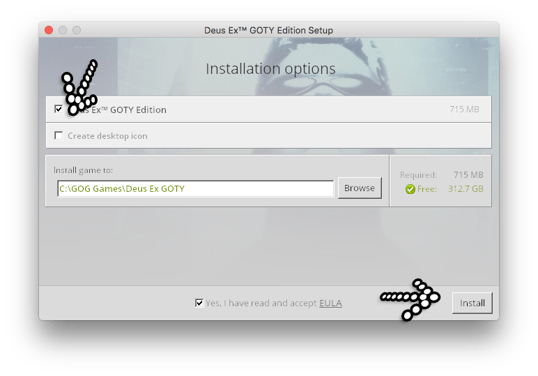 Install GOG Choose Install
